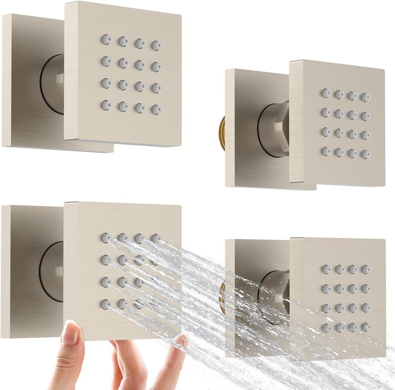 Bostingner Shower Body Spray Jets with On Off Switch Adjustable Flow Showerhead Body Sprays Wall Mount Massage Spa Jet,Brushed Nickel,Flow control and 360° rotation - Image 1